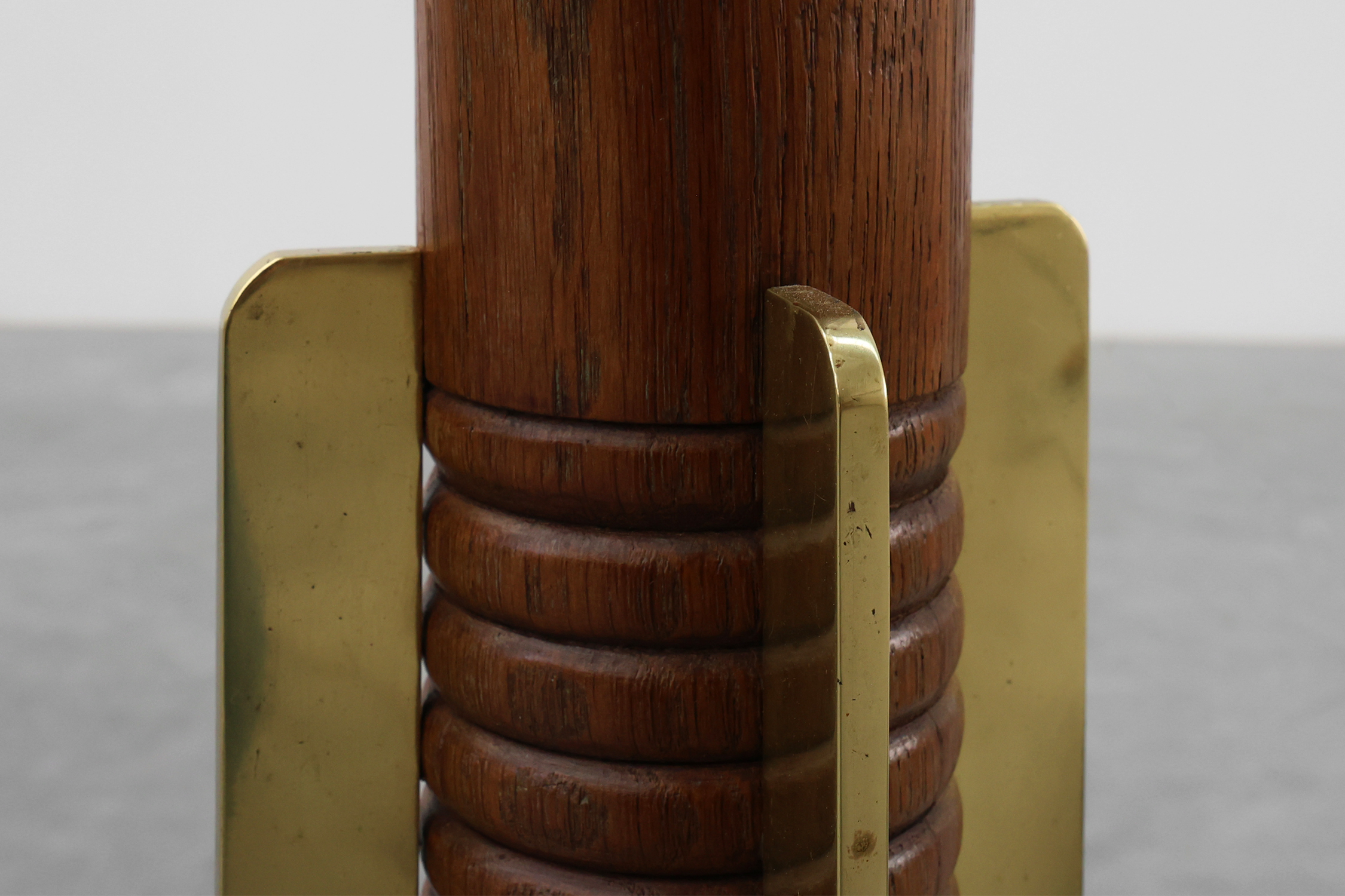 Art Deco Floor Lamp in oak and alabaster, France, ca. 1925 thumbnail